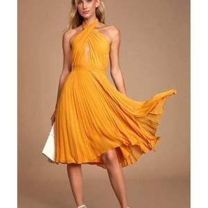Lulus Marigold Pleated Halter Dress